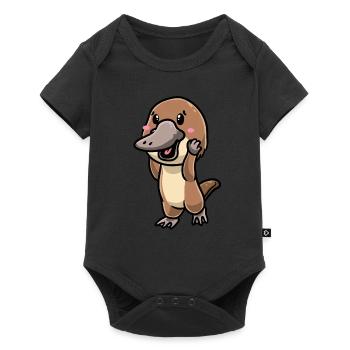 Émoticône ornithorynque de Kawaii - Body à manches courtes Premium Bébé - noir - Devant