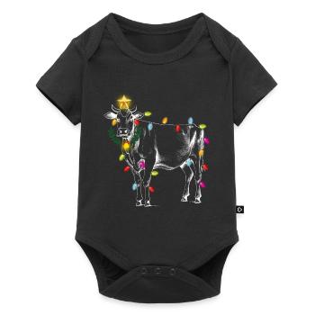 Cow Tree Farmer Vintage Christmas Tree Xmas Cow Fa - Baby Premium Kurzarmbody - Schwarz - Vorne