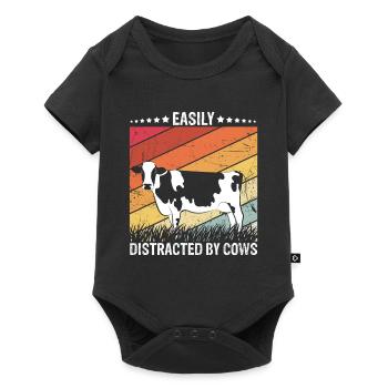 Easily Distracted by Cows Farmer Farming Gift Farm - Baby Premium Kurzarmbody - Schwarz - Vorne