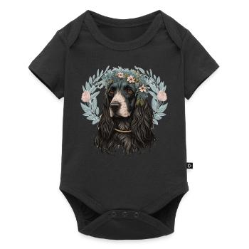Cute English Cocker Spaniel Flower Crown Pet Dog B - Baby Premium Kurzarmbody - Schwarz - Vorne