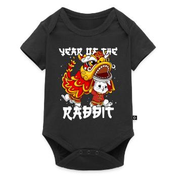 Année du Lapin Nouvel An lunaire chinois - Body à manches courtes Premium Bébé - noir - Devant