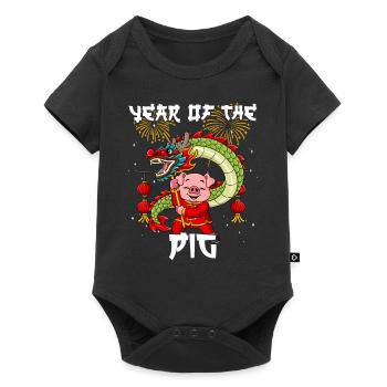 Année du Cochon Nouvel An lunaire chinois - Body à manches courtes Premium Bébé - noir - Devant