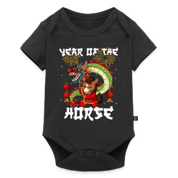 Année du Cheval Nouvel An lunaire chinois - Body à manches courtes Premium Bébé - noir - Devant