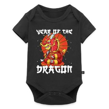 Année du Dragon Nouvel An lunaire chinois - Body à manches courtes Premium Bébé - noir - Devant