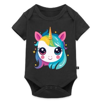 Une licorne arc-en-ciel - Body à manches courtes Premium Bébé - noir - Devant