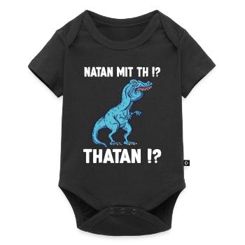 Nathan T-Rex Dinosaurier Meme Dino Trex Namens - Baby Premium Kurzarmbody - Schwarz - Vorne