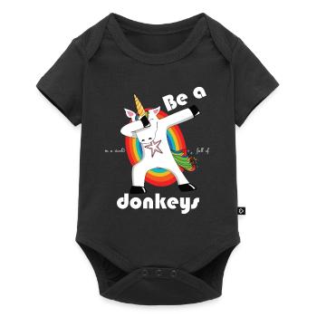 Be a unicorn in a world full of donkeys - dabbend - Baby Premium short-sleeve bodysuit - black - Front
