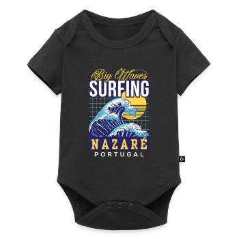 Big Wave Surfing Nazaré Portugal Surfing Surfers - Baby Premium short-sleeve bodysuit - black - Front