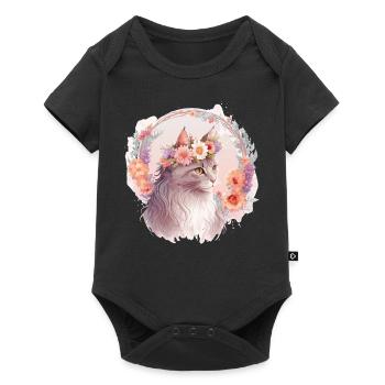 Cute Turkish Angora Cat Flower Crown Cats Pet Kitt - Baby Premium short-sleeve bodysuit - black - Front