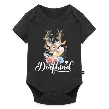 Dorfkind T-Shirt Damen Trachtenshirt Kinder Tracht - Baby Premium Kurzarmbody - Schwarz - Vorne