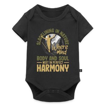 Slacklining in nature where mind body and soul - Baby Premium short-sleeve bodysuit - black - Front