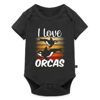 I love orcas shooters whale orca sea - Baby Premium short-sleeve bodysuit - black - Front