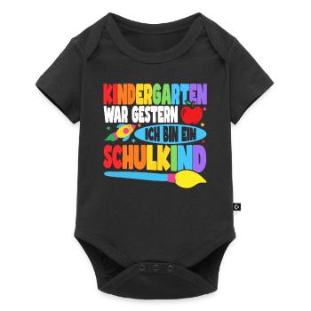 Schulkind Einschulung Schultag Schulstart - Baby Premium Kurzarmbody - Schwarz - Vorne