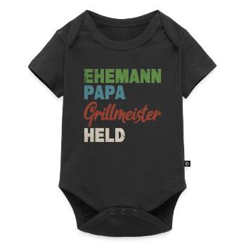 Vintage Vater Ehemann Papa Grillmeister Held - Baby Premium Kurzarmbody - Schwarz - Vorne