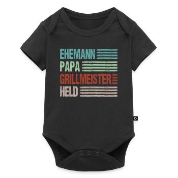 Ehemann Papa Grillmeister Held Vaterschaft - Baby Premium Kurzarmbody - Schwarz - Vorne