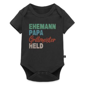 Ehemann Papa Grillmeister Held Vaterschaft - Baby Premium Kurzarmbody - Schwarz - Vorne