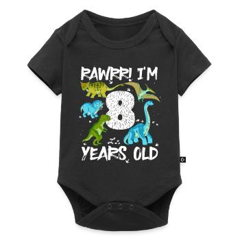Eight, 8 Years, 8th Birthday, 8 Years, Dinosaur - Baby Premium short-sleeve bodysuit - black - Front