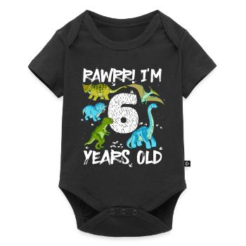 Six 6 ans 6e anniversaire 6 ans, dinosaure - Body à manches courtes Premium Bébé - noir - Devant