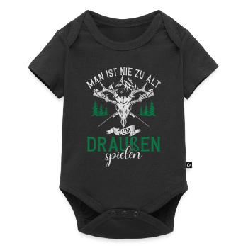 Man ist nie zu alt um draußen zu spielen - Baby Premium Kurzarmbody - Schwarz - Vorne