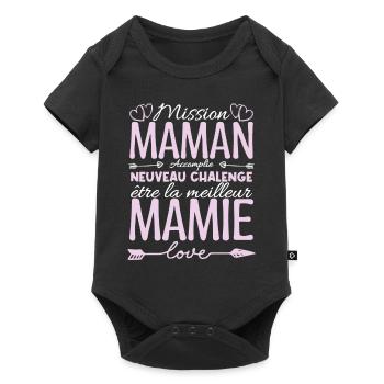 Cadeau Annonce Grossesse Mamie. Mission de maman. - Body à manches courtes Premium Bébé - noir - Devant