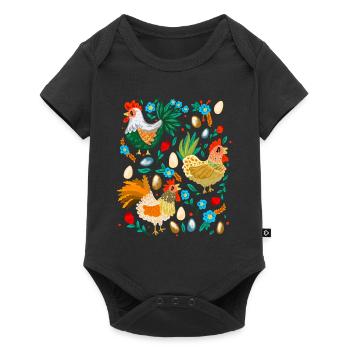 Poulets heureux colorés Amateurs de poulet Elevage de poulets - Body à manches courtes Premium Bébé - noir - Devant