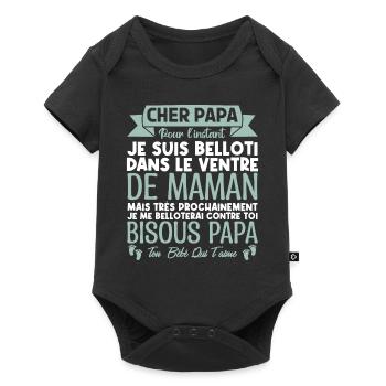 Cadeau annonce grossesse papa. cadeau futur papa. - Body à manches courtes Premium Bébé - noir - Devant