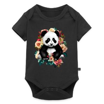 Fleurs de panda - Body à manches courtes Premium Bébé - noir - Devant