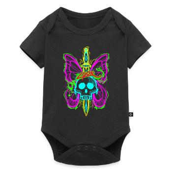 Totenkopf Schmetterling mit Dolch - Baby Premium Kurzarmbody - Schwarz - Vorne