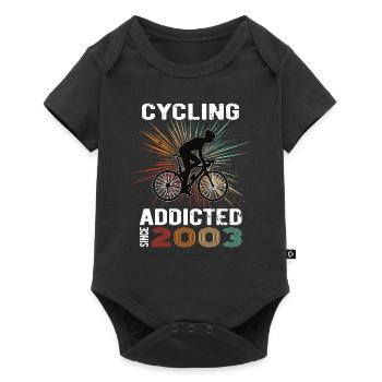 20 Birthday 2003 Vintage Retro Bicycle Cyclist - Baby Premium short-sleeve bodysuit - black - Front