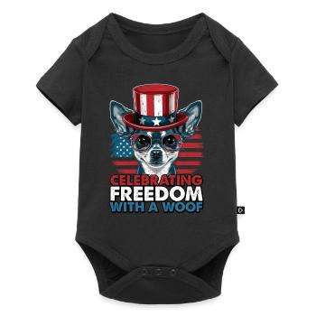 Chihuahua célèbre la liberté avec un woof - Body à manches courtes Premium Bébé - noir - Devant