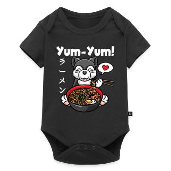 Anime Dog Ramen Noodles Husky Kawaii - Body à manches courtes Premium Bébé - noir - Devant
