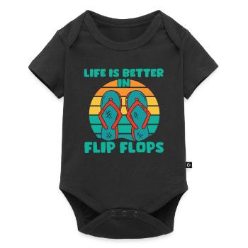 Vêtements de vacances Tourist Flip Flops - Body à manches courtes Premium Bébé - noir - Devant