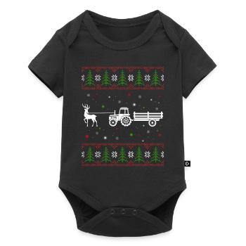 Reindeer Farmer Tractor Design Christmas Tree Best - Baby Premium Kurzarmbody - Schwarz - Vorne