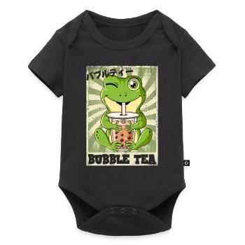 Boba Tea Frosch Bubble Tea - Baby Premium Kurzarmbody - Schwarz - Vorne