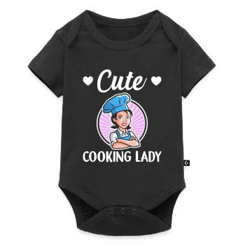 Cute Cooking Lady Cute Lady Cooking Chefs Restaura - Baby Premium short-sleeve bodysuit - black - Front