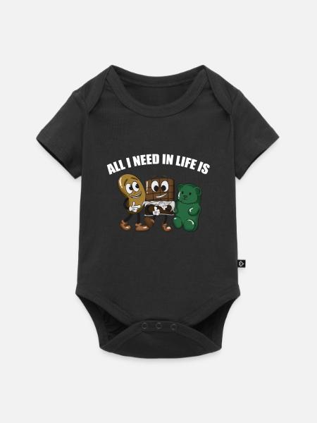 Chips Schokolade und Gummibärchen - Baby Premium Kurzarmbody - Schwarz