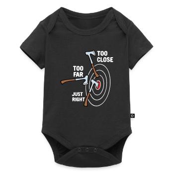 Zu nah zu weit genau richtig Axtwerfen - Baby Premium Kurzarmbody - Schwarz - Vorne