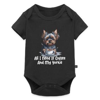 All I Need Is Coffee And My Yorkie - Baby Premium Kurzarmbody - Schwarz - Vorne