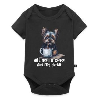 All I Need Is Coffee And My Yorkie - Baby Premium Kurzarmbody - Schwarz - Vorne