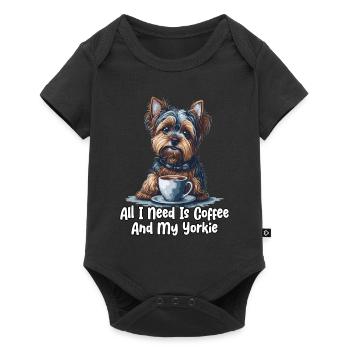All I Need Is Coffee And My Yorkie - Baby Premium Kurzarmbody - Schwarz - Vorne