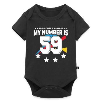 Age is just a number – 59th birthday - Baby Premium short-sleeve bodysuit - black - Front