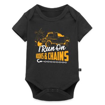 I Run On Hooks & Chains Trucking Tow Truck Driver - Baby Premium Kurzarmbody - Schwarz - Vorne