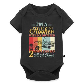 Je suis un conducteur de dépanneuse de camionnage avec mon propre lit - Body à manches courtes Premium Bébé - noir - Devant