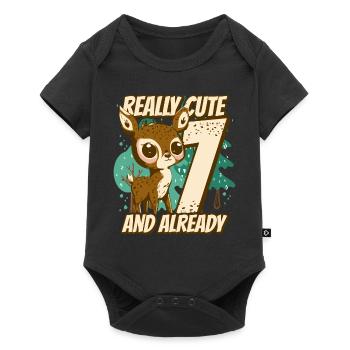really Cute and already 7 - fawn children birthday - Baby Premium Kurzarmbody - Schwarz - Vorne