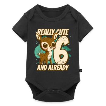 really Cute and already 6 - fawn children birthday - Baby Premium Kurzarmbody - Schwarz - Vorne