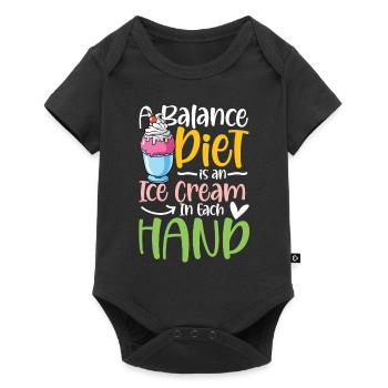 A Balance Diet Is An Ice Cream In Each Hand - Baby Premium Kurzarmbody - Schwarz - Vorne