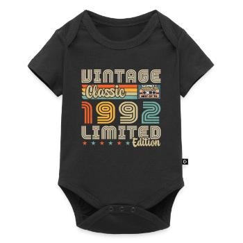 1992 Vintage Nées En 1992 Cadeau D'anniversaire - Body à manches courtes Premium Bébé - noir - Devant