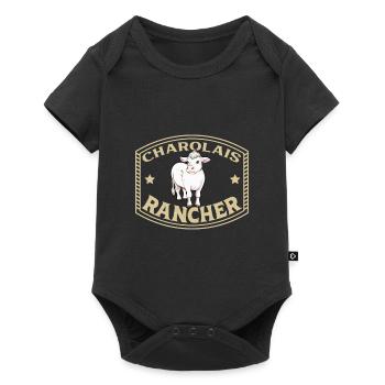 Charolaise Rind - Charolais Rancher - Baby Premium Kurzarmbody - Schwarz - Vorne