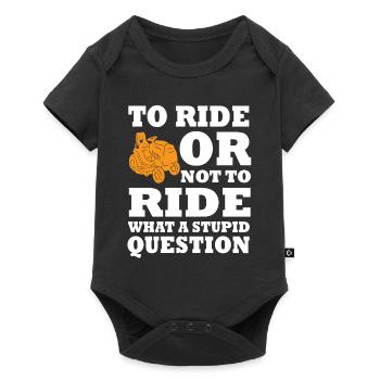Funny ride-on mower gardener lawn mowing - Baby Premium short-sleeve bodysuit - black - Front
