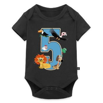 5e anniversaire 5 ans Cinq jeunes filles Cadeau - Body à manches courtes Premium Bébé - noir - Devant